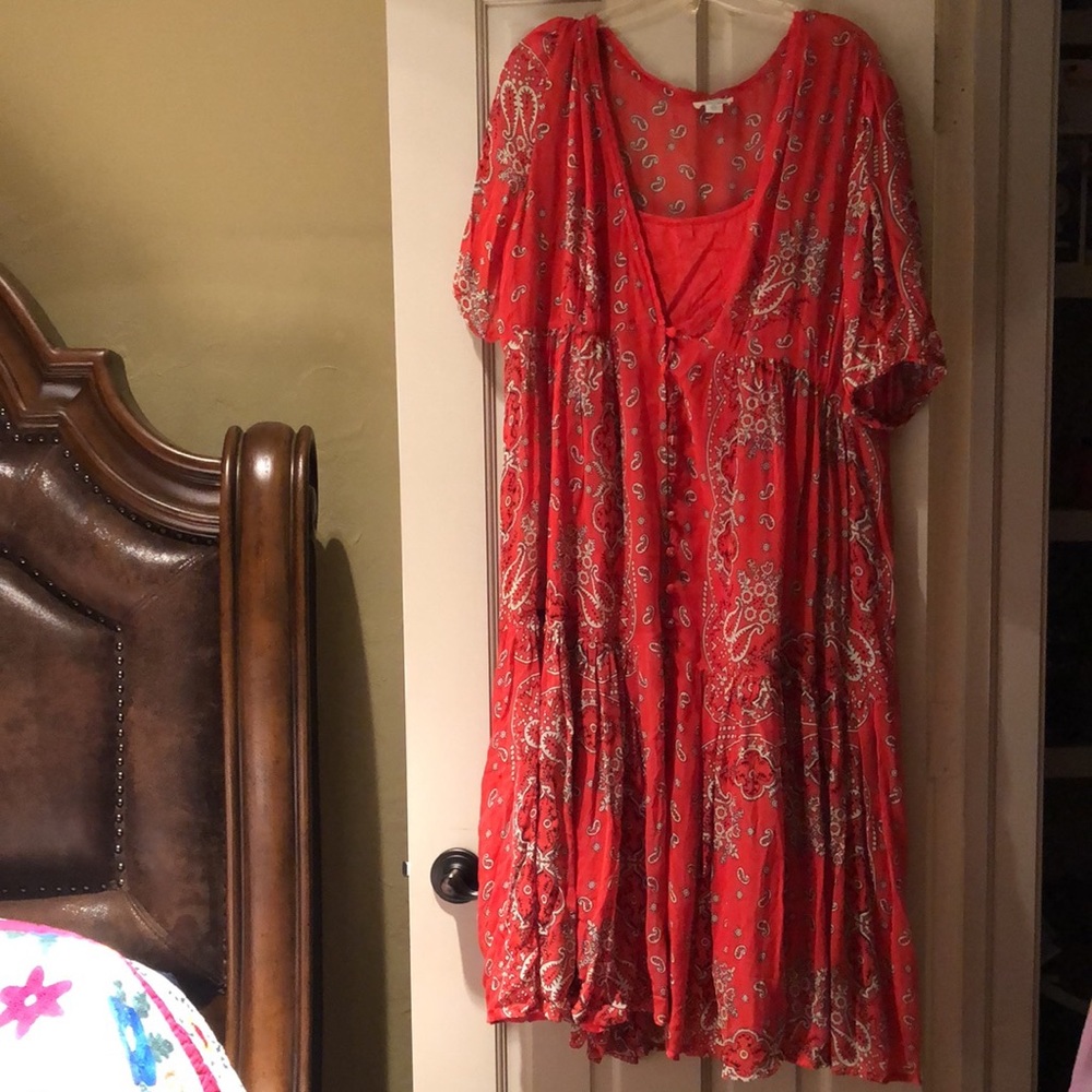 Sundance Briela Red Bandana Western Dress Size XL